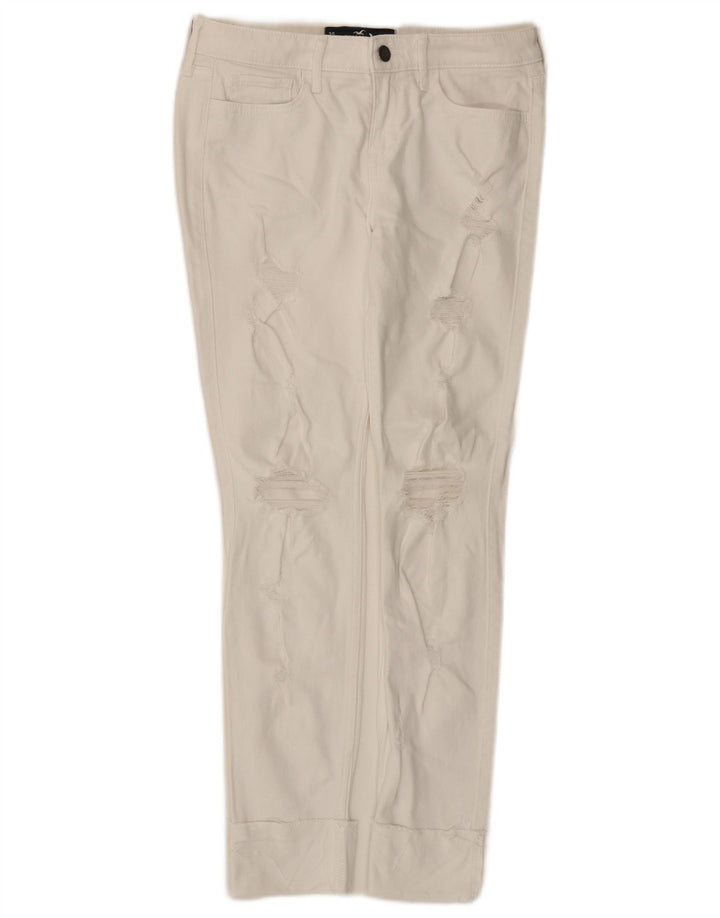 HOLLISTER Женские потертые джинсы скинни с низкой талией W26 L28 Белый хлопок