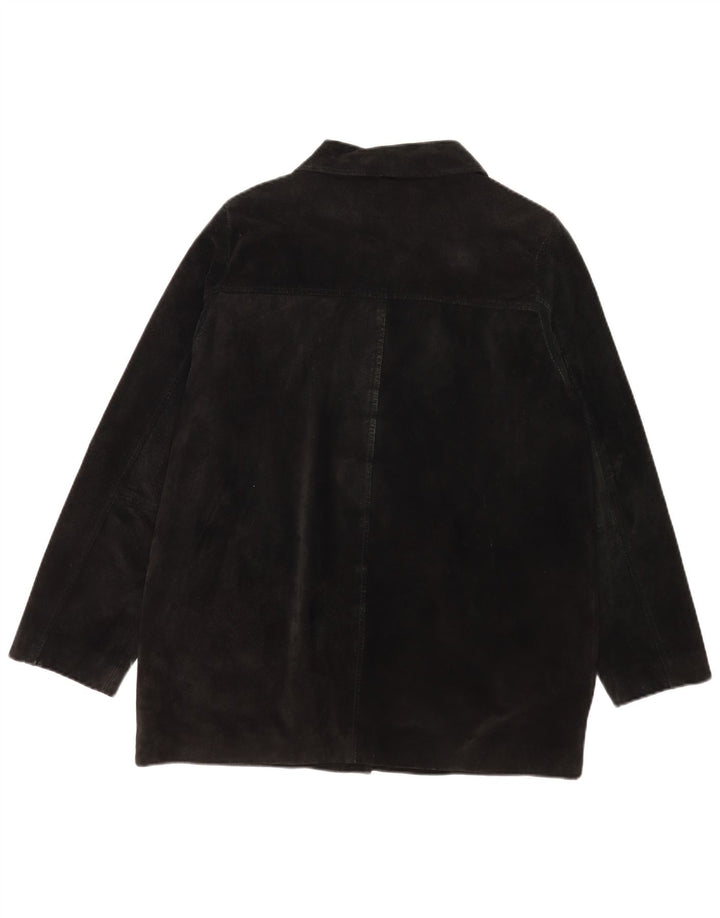 Винтажная женская замшевая куртка UK 18 XL, черная кожаная