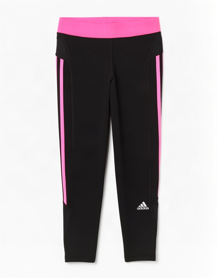 Женские леггинсы-капри Adidas UK 10, маленькие черные, полиэстер с цветными блоками