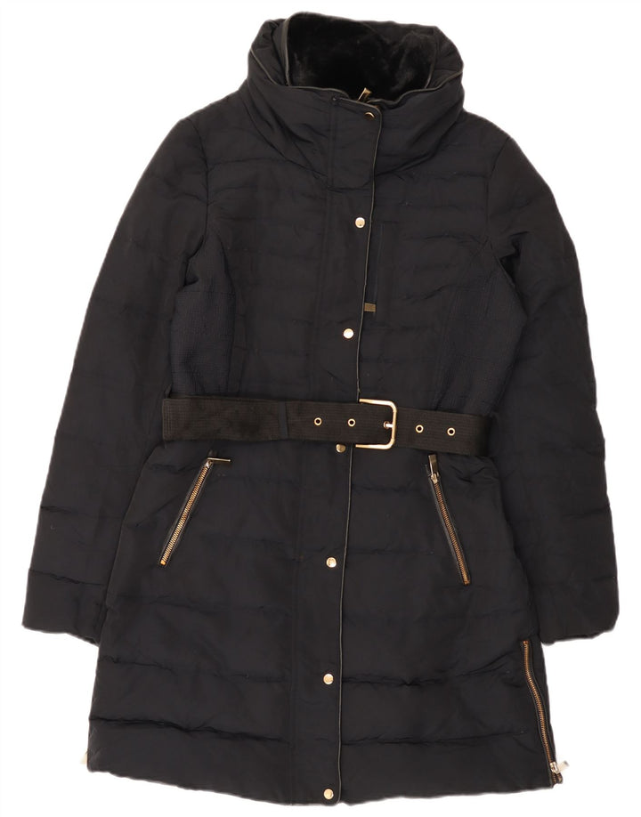 Женское стеганое пальто Zara UK 14, средний черный