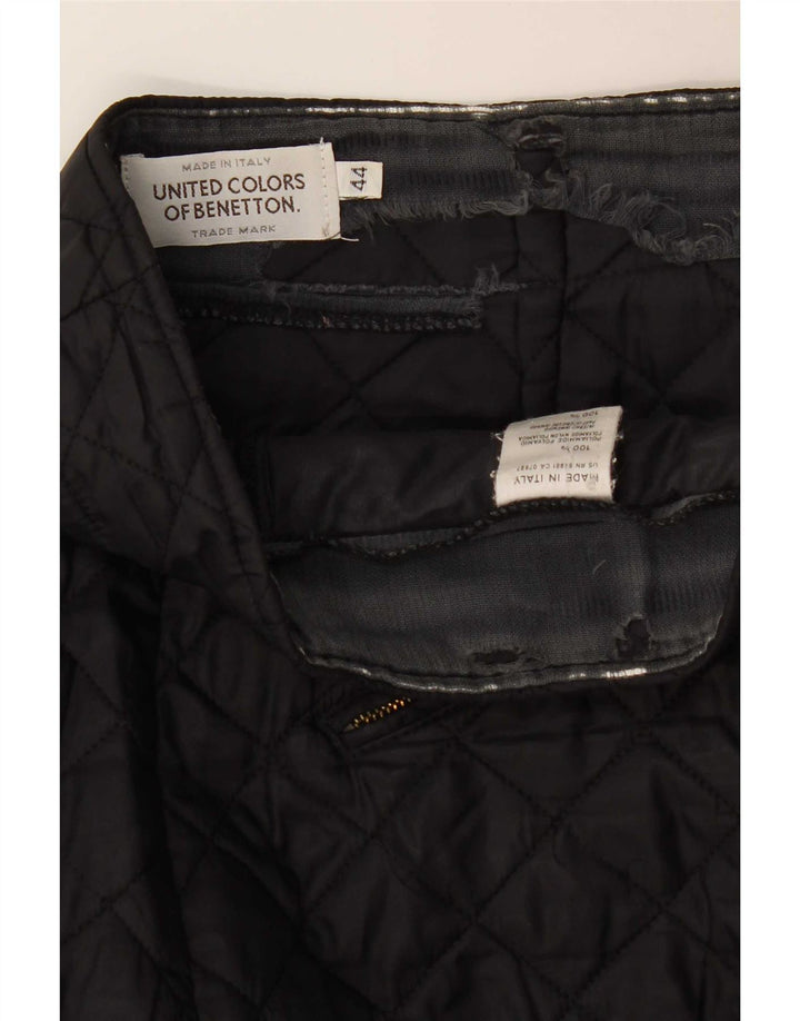 Benetton Женская стеганая мини-юбка IT 44 Medium W30 Черная полиамид