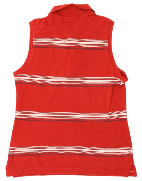 Женская рубашка поло без рукавов Lotto UK 12, хлопок в красную полоску среднего размера