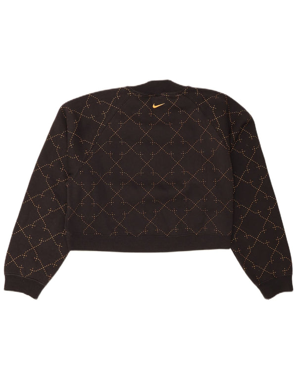 Женский укороченный свитшот Nike Therma-Fit UK 6 XS, черный с геометрическим узором