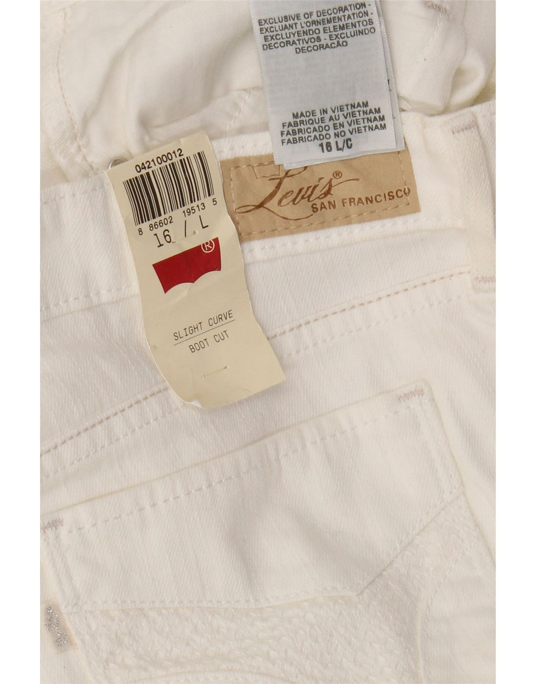 Женские джинсы Levi's с легким изгибом Bootcut США 16 2XL W36 L33 Белый хлопок