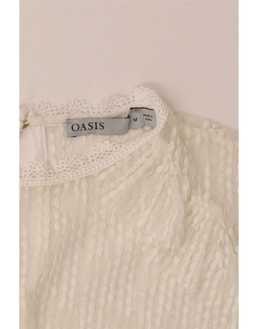 Женский кружевной прозрачный топ с длинным рукавом Oasis UK 14, средний белый