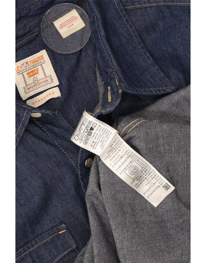 Мужская джинсовая рубашка Levi's среднего размера, темно-синяя, хлопок