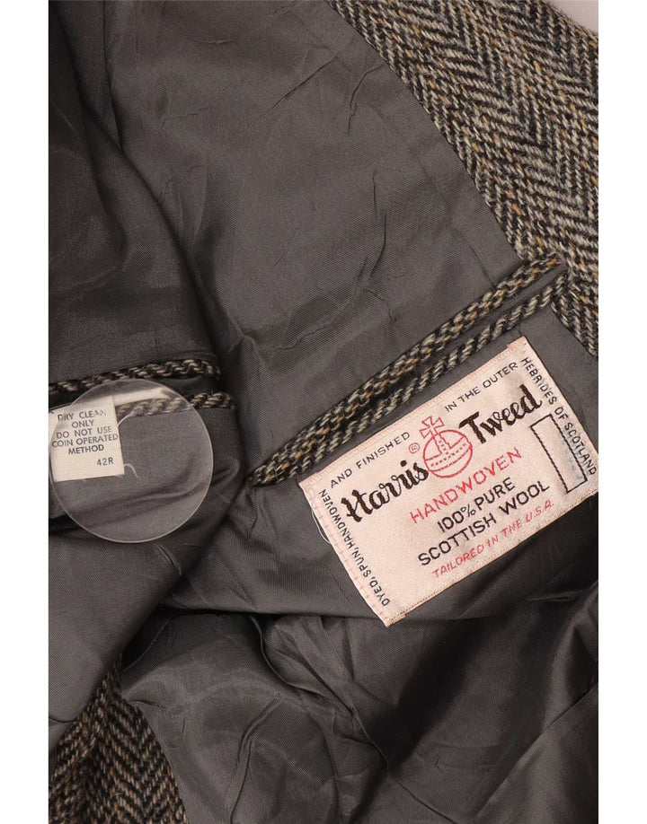 Мужской пиджак Harris Tweed Regular Fit UK 42, средний серый с узором «в елочку»