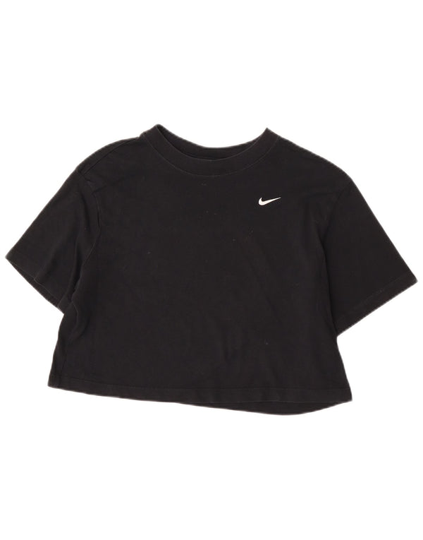Женская укороченная футболка оверсайз Nike UK 6 XS, черный хлопок