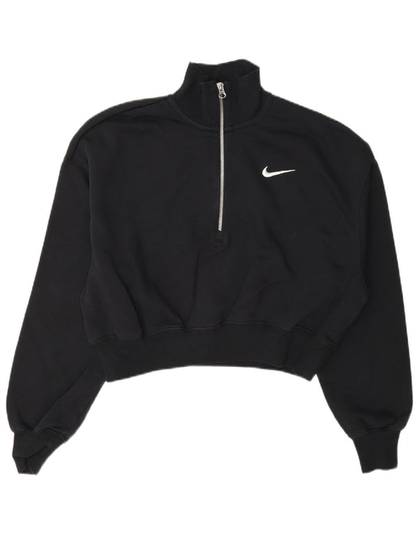 Женский укороченный свитер с воротником на молнии большого размера Nike UK 10, маленький черный