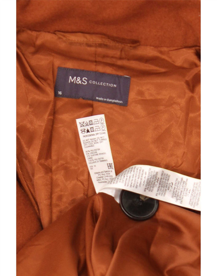 Женское пальто Marks & Spencer UK 16, большое коричневое полиэстер