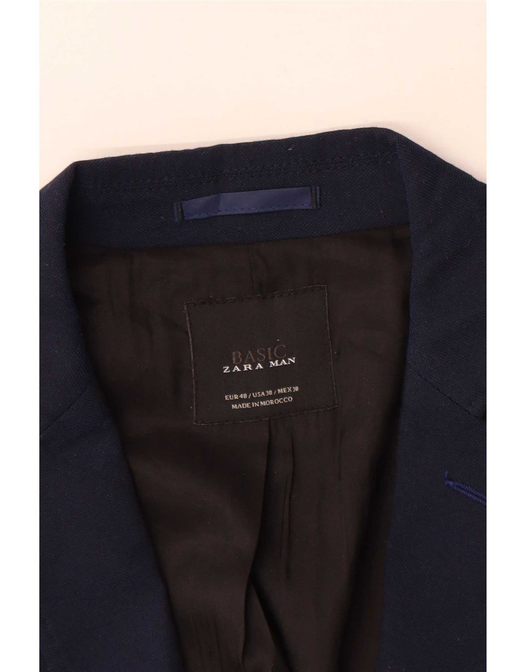 Мужской пиджак Zara на 2 пуговицах EU 48, средний темно-синий, полиэстер