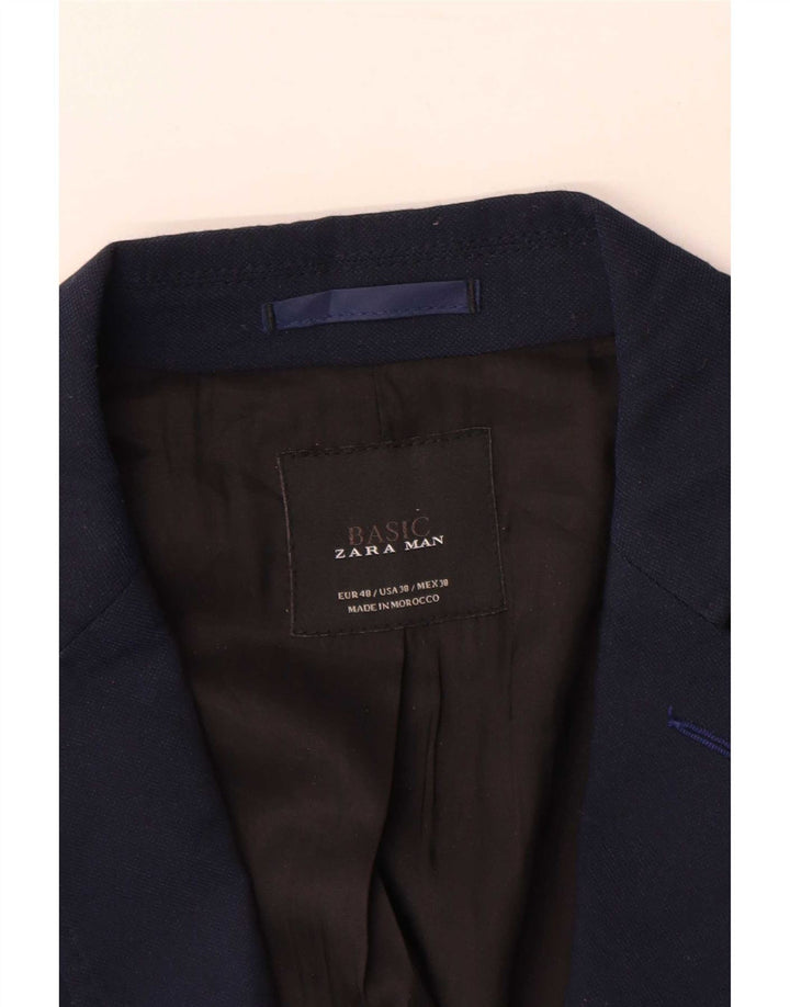 Мужской пиджак Zara на 2 пуговицах EU 48, средний темно-синий, полиэстер