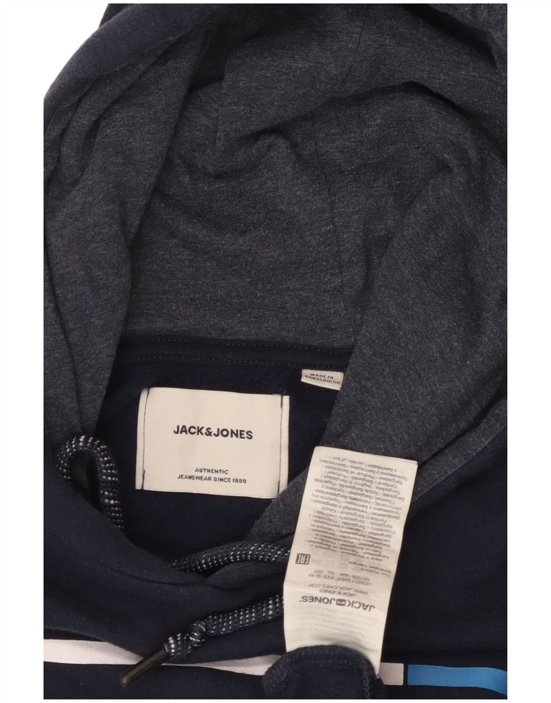 Jack & Jones Мужской джемпер с капюшоном с рисунком, маленький, темно-синий, хлопок