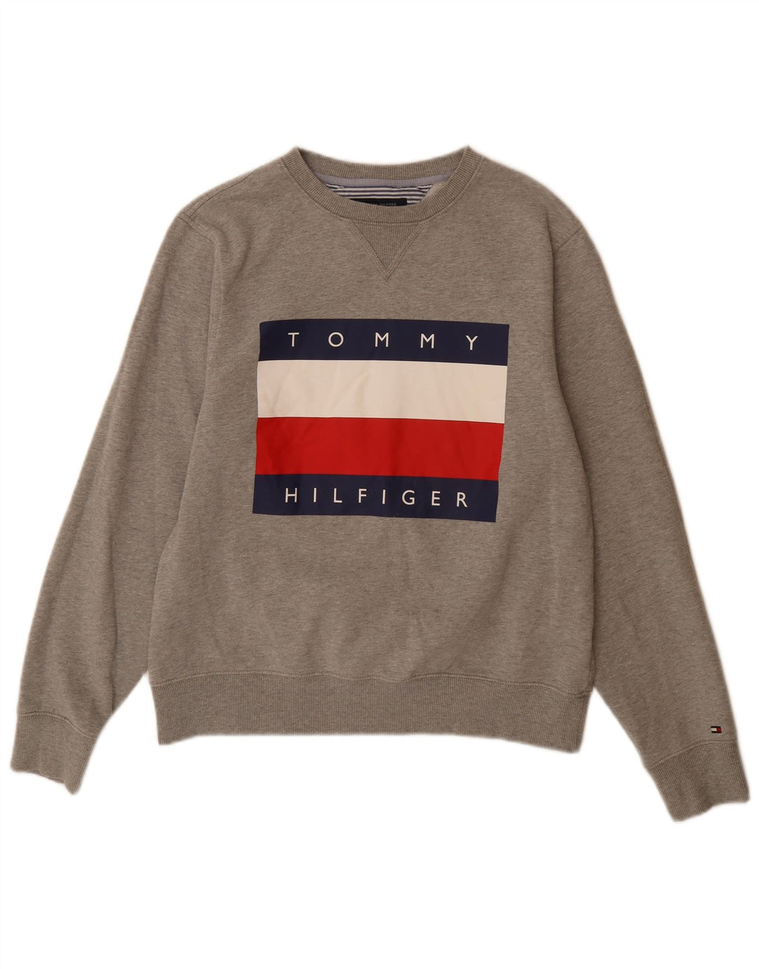 Женский свитшот с рисунком TOMMY HILFIGER UK 14, хлопковый средний серый цвет