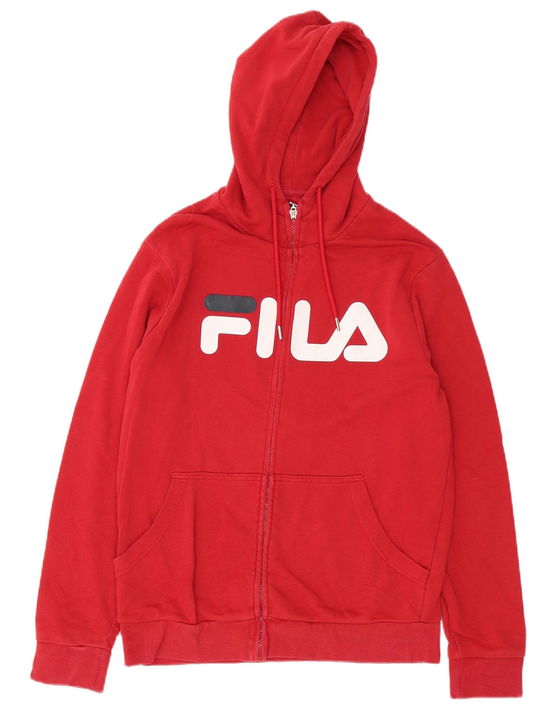 Fila Мужской свитер с капюшоном и молнией с рисунком, хлопковый, среднего красного цвета
