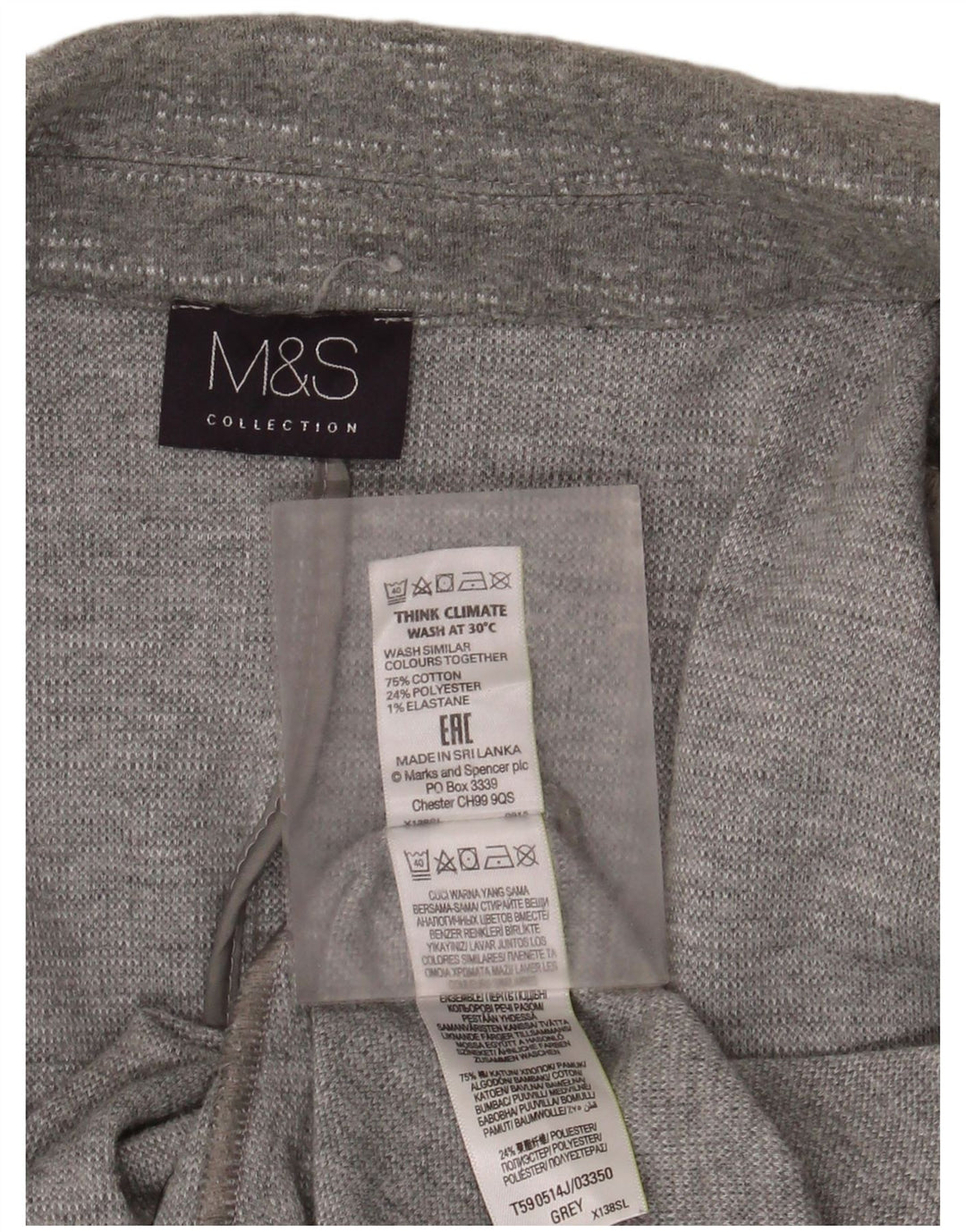 Женский открытый пиджак с рукавами 3/4 Marks & Spencer, Великобритания 20, 2XL, серый хлопок