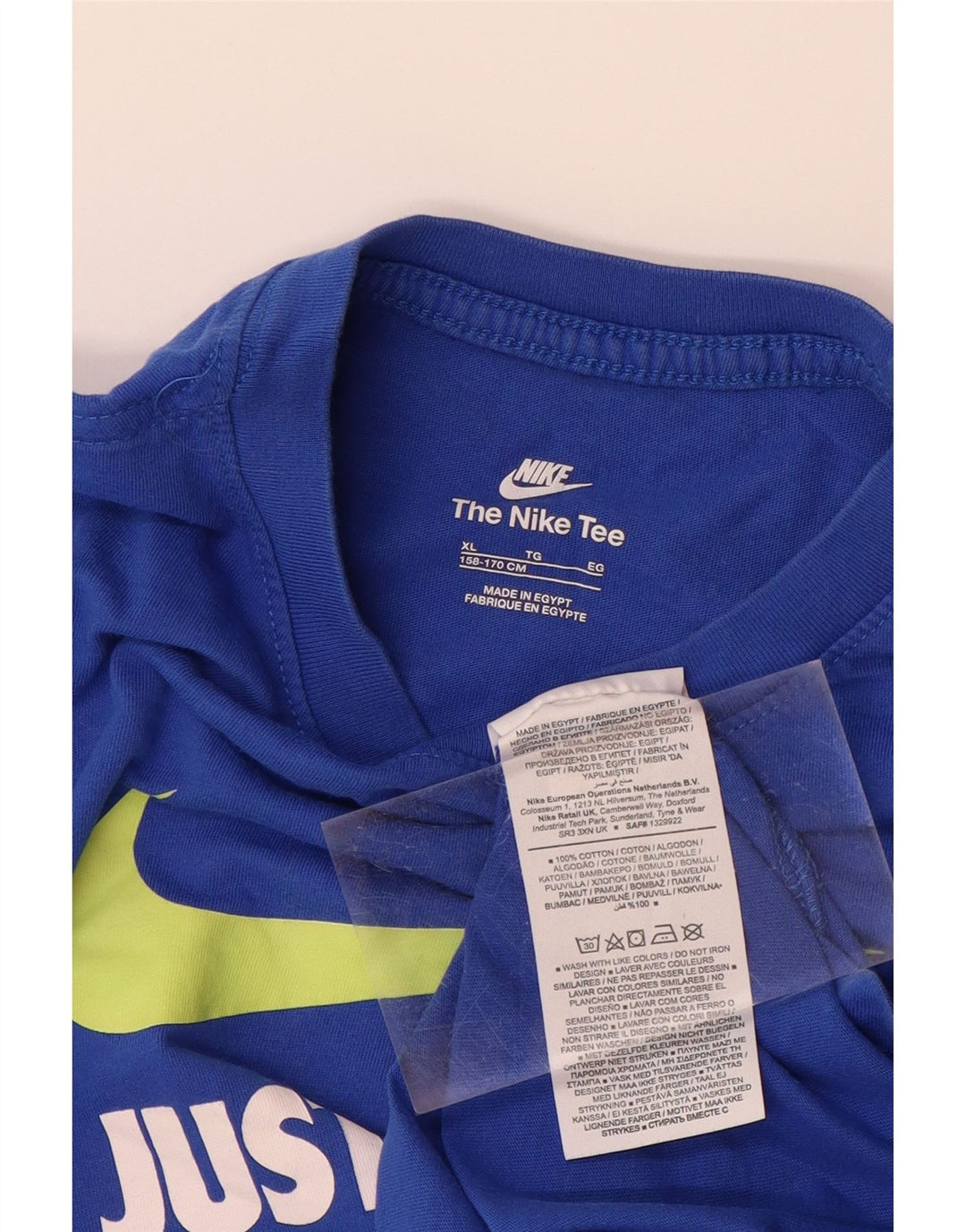 Футболка с рисунком NIKE для мальчиков, топ 13–14 лет, синий хлопок, размер XL