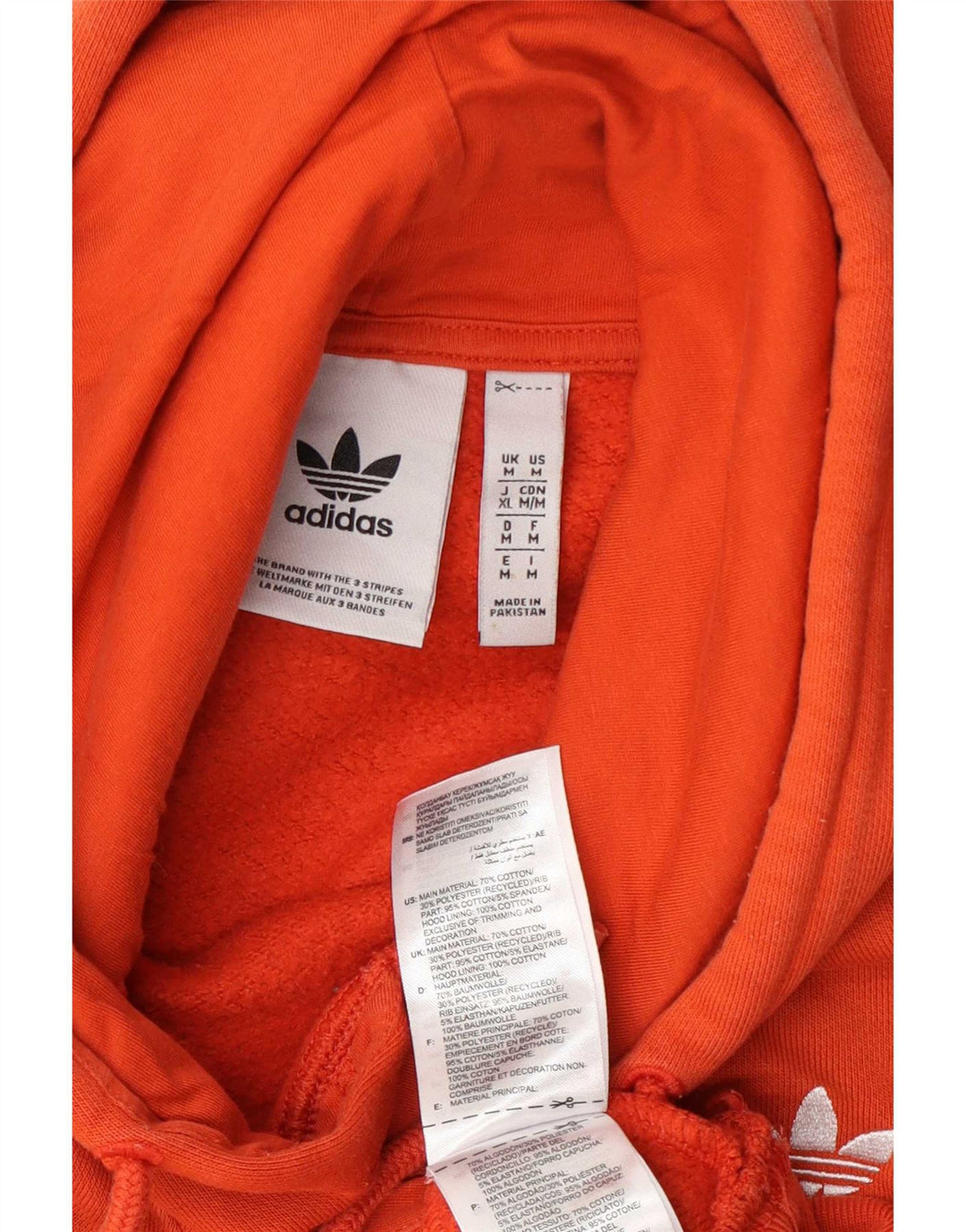 Мужской джемпер с капюшоном Adidas среднего оранжевого цвета, хлопок