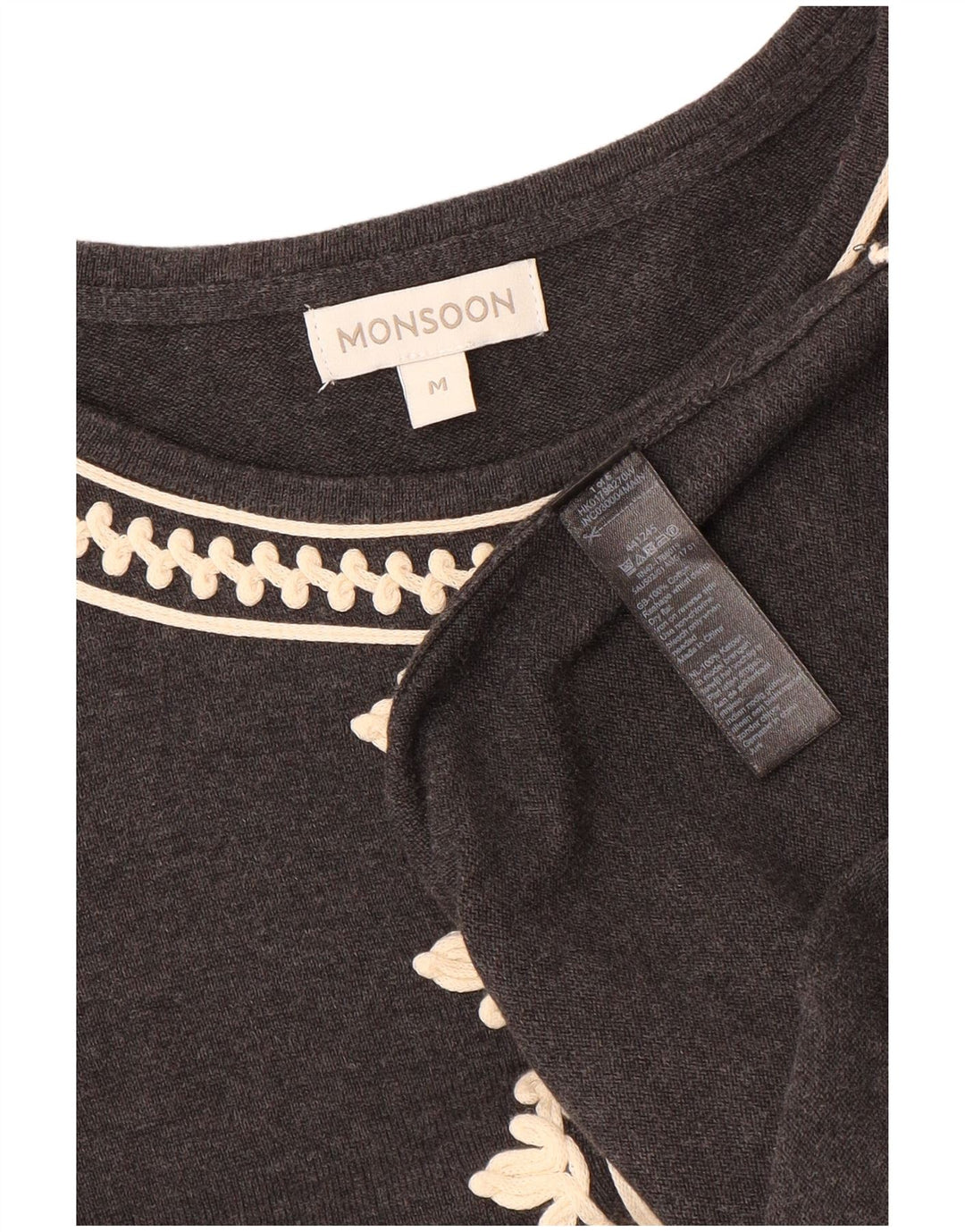 Женское платье-джемпер с рукавом 3/4 MONSONON UK 12, средний серый хлопок