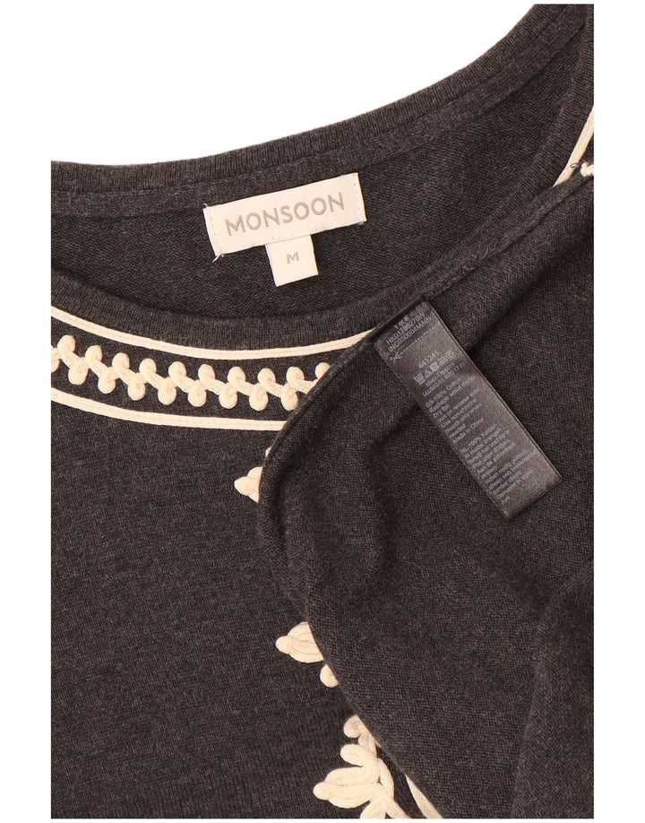 Женское платье-джемпер с рукавом 3/4 MONSONON UK 12, средний серый хлопок