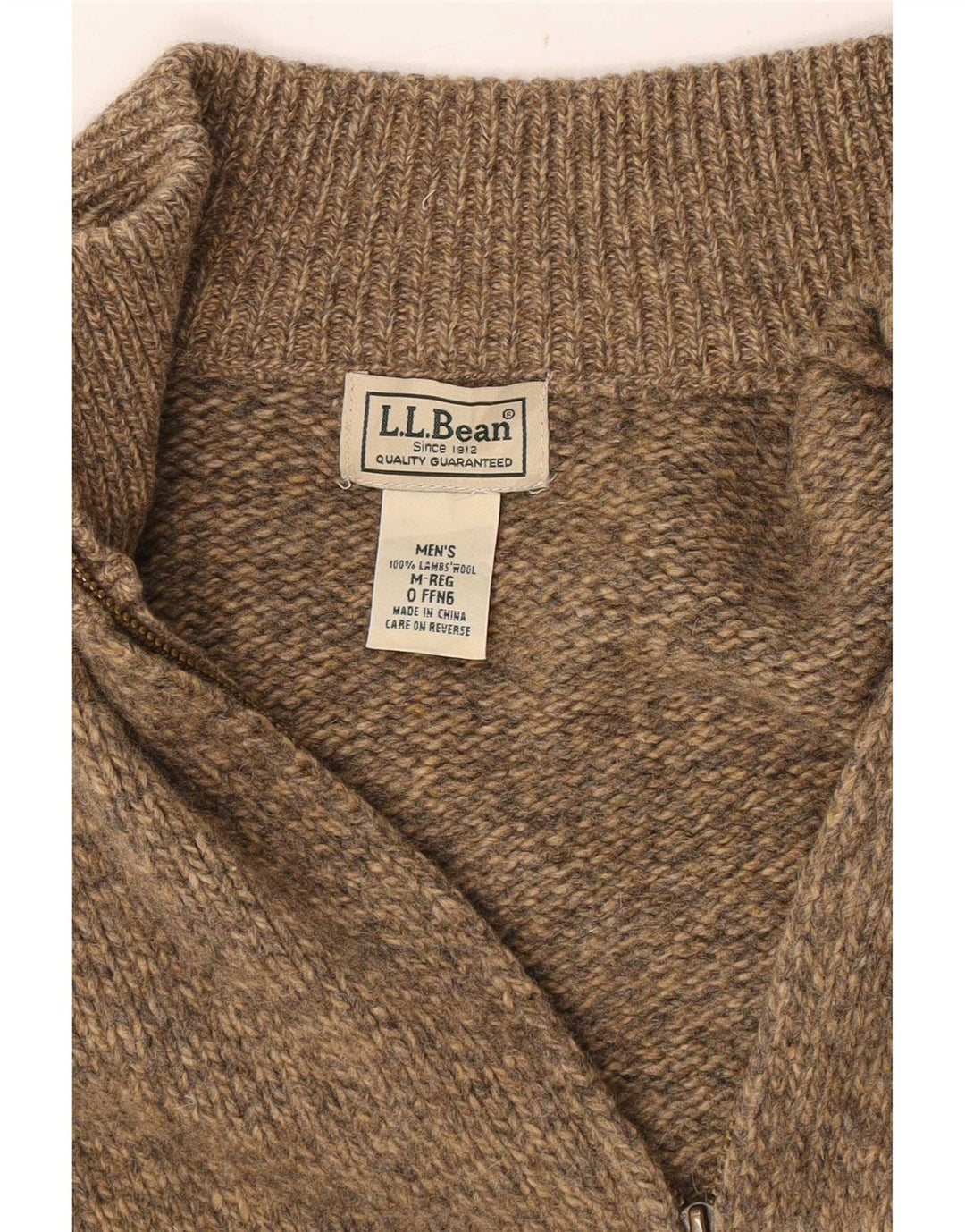 Мужской кардиган на молнии L.L.Bean, средний бежевый свитер из овечьей шерсти с крапинками