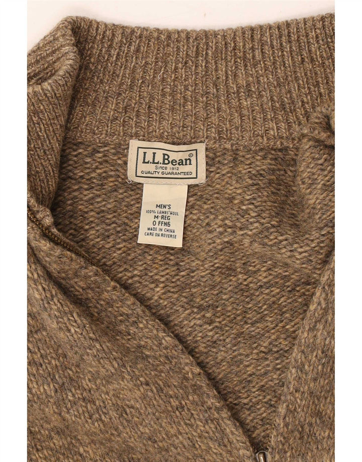 Мужской кардиган на молнии L.L.Bean, средний бежевый свитер из овечьей шерсти с крапинками