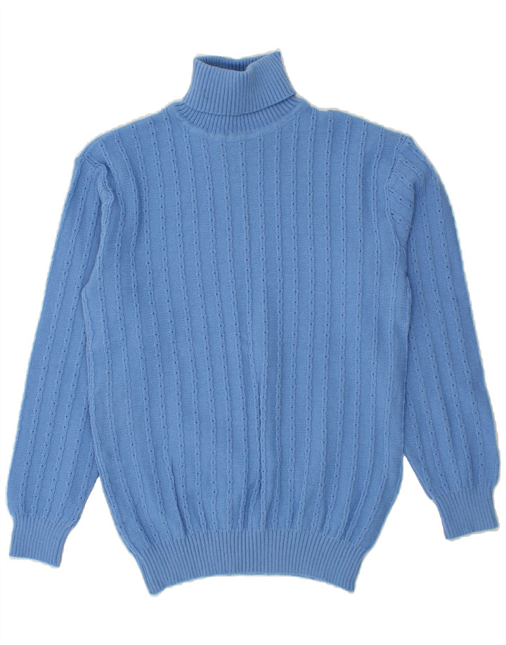 VINTAGE Womens Roll Neck Jumper Sweater IT 52 2XL Blue Acrylic Vintage Vintage and Second-Hand Vintage from Messina Hembry 