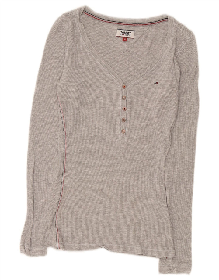 Женский топ Tommy Hilfiger с длинным рукавом UK 8, маленький, серый, вискоза