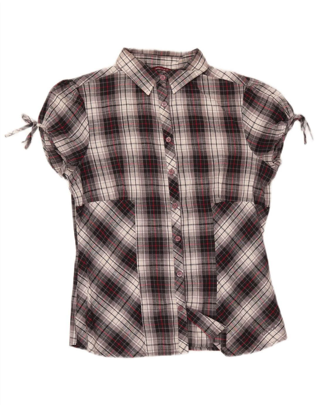 Женская блузка-рубашка с коротким рукавом Carrera UK 14, хлопковая клетка среднего серого цвета