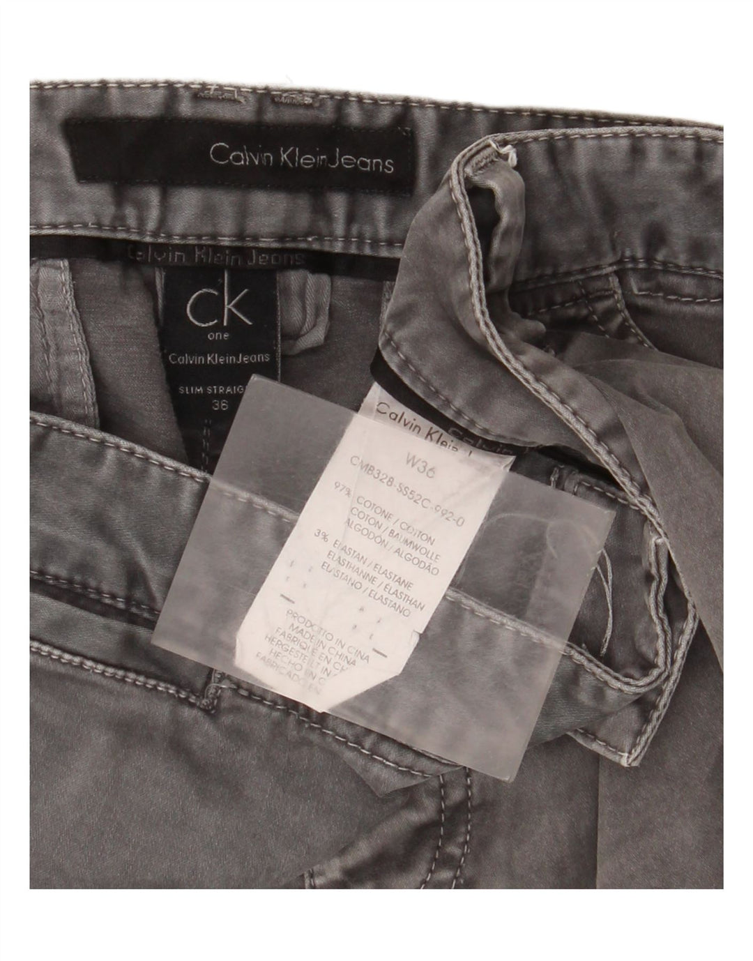 Мужские узкие джинсы Calvin Klein W36 L32, серый хлопок