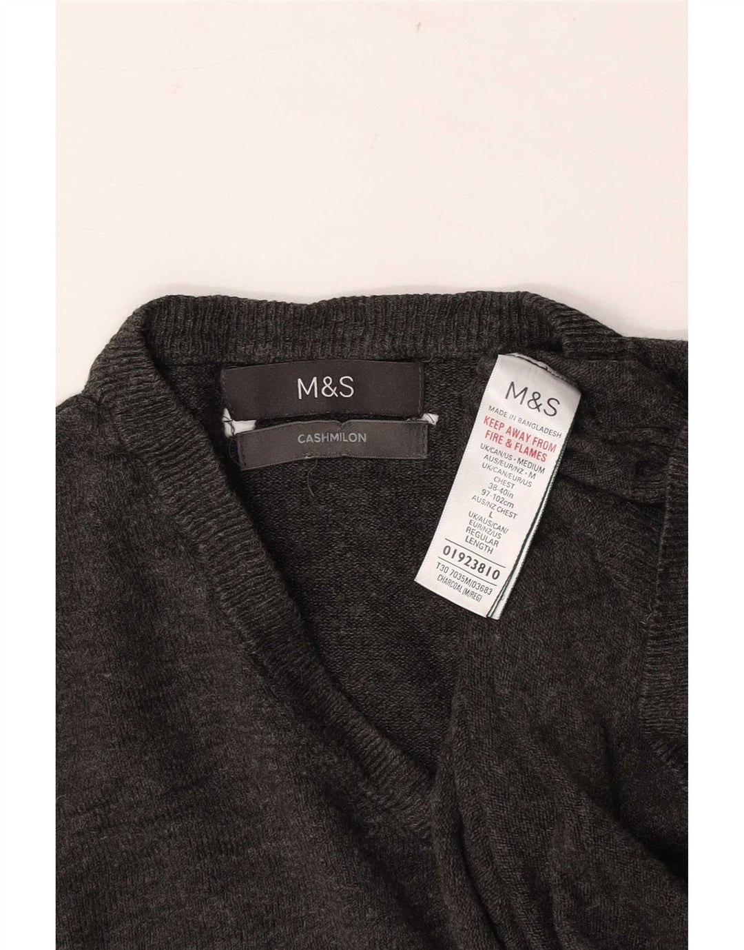 Мужской джемпер с v-образным вырезом Marks & Spencer, большой серый акрил
