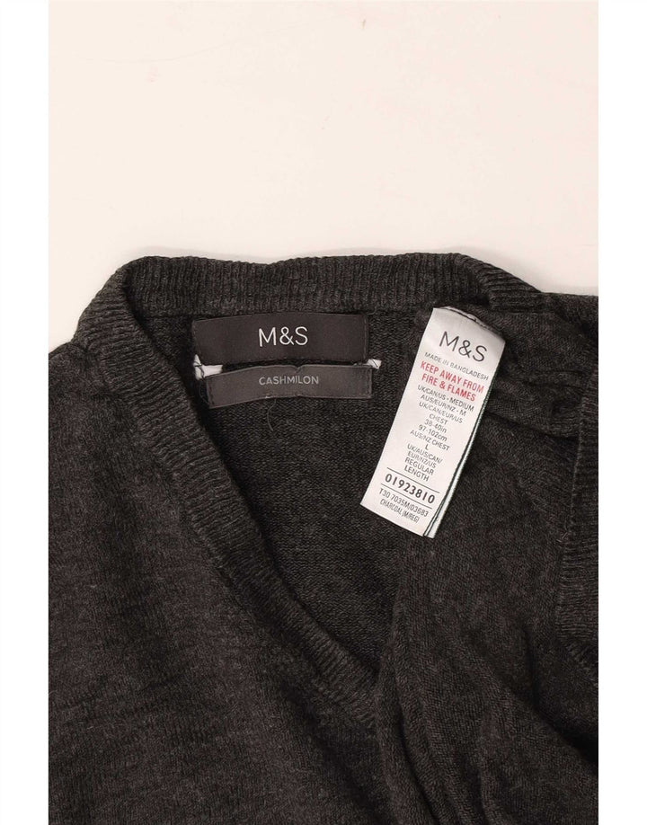 Мужской джемпер с v-образным вырезом Marks & Spencer, большой серый акрил