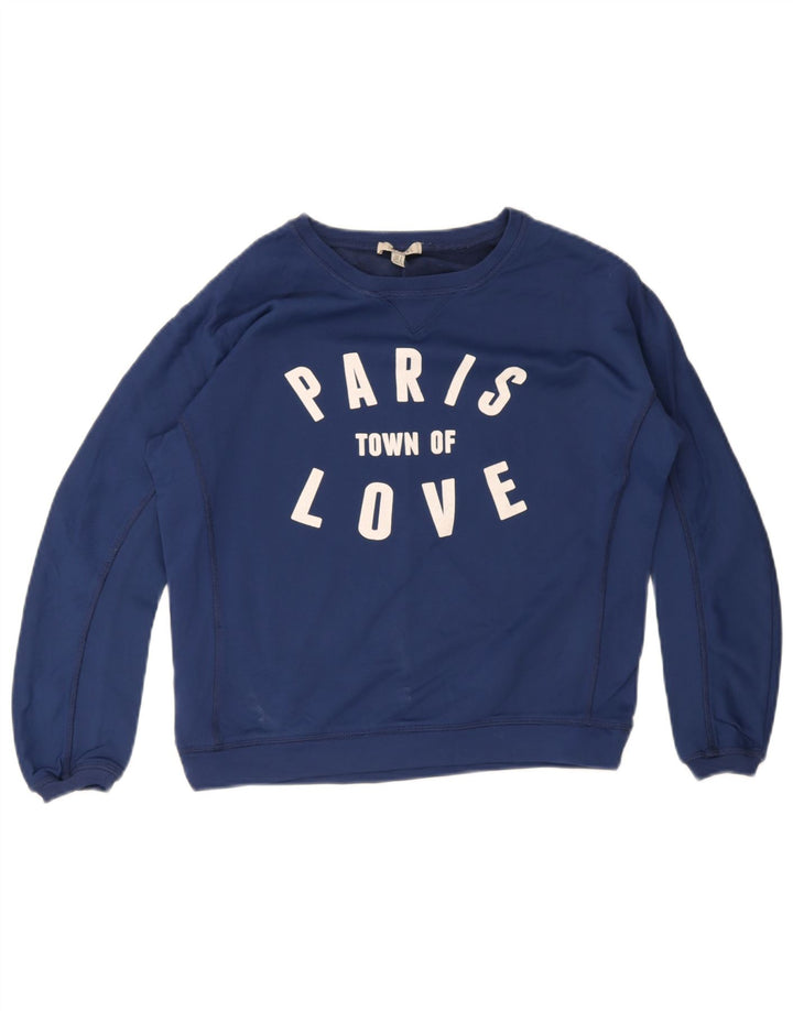 Женский джемпер большого размера Zara Paris с графическим принтом, Великобритания, 10, маленький синий