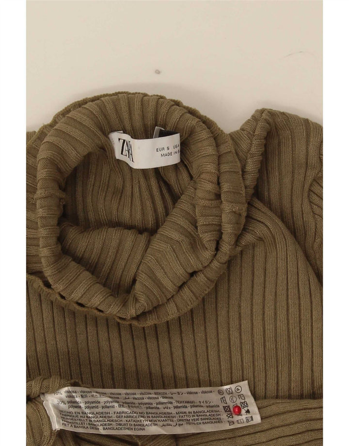 Женский укороченный топ Zara UK 8, малый, хаки, вискоза