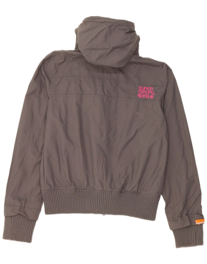Женская дождевик с капюшоном Superdry UK 16, большой серый нейлон