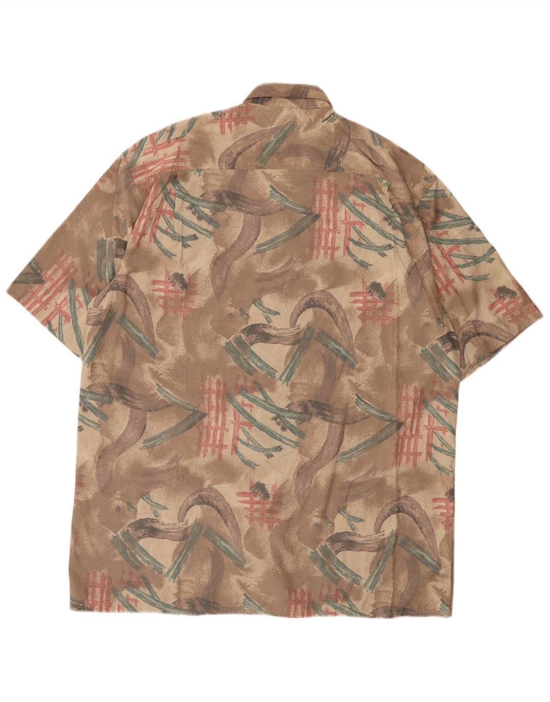 Новая мужская рубашка с коротким рукавом с абстрактным узором Fast, размер 43/44 XL, коричневая