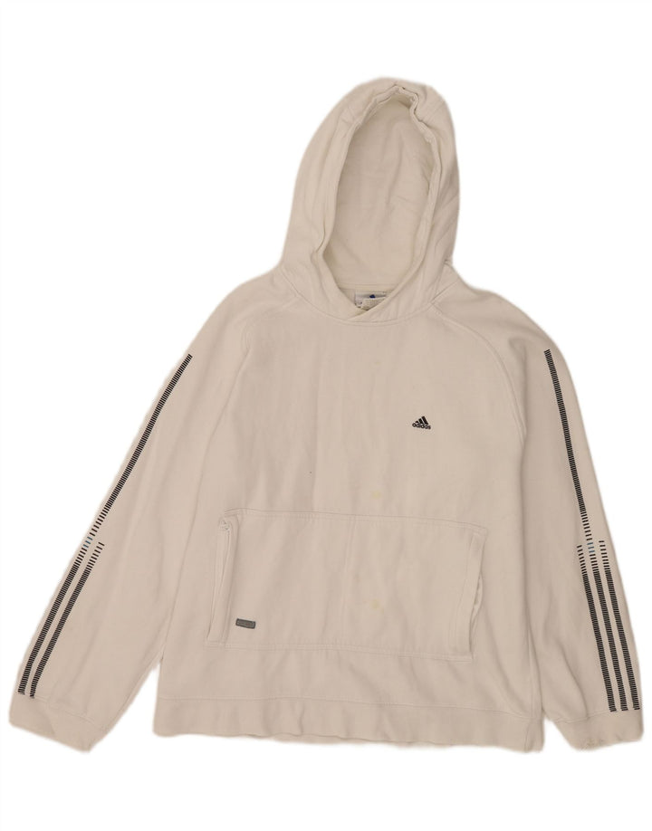 Мужской джемпер с капюшоном Adidas среднего размера, белый хлопок, хлопок