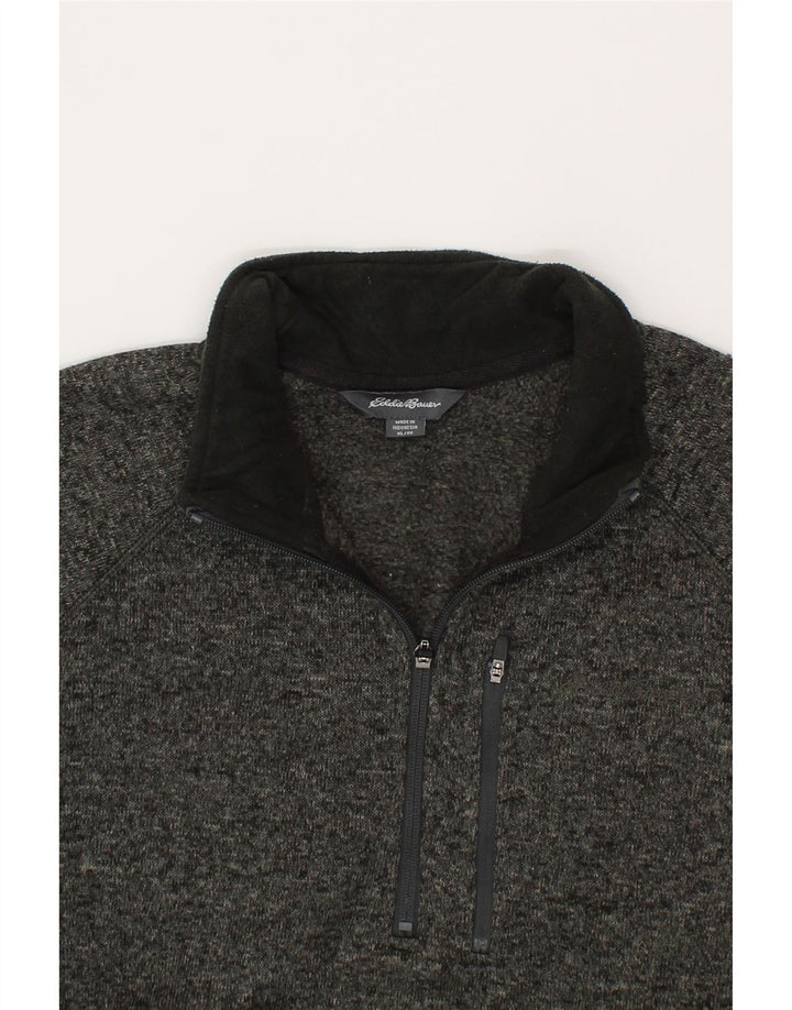 EDDIE BAUER Mens Zip Neck Sweatshirt Jumper XL Grey Polyester Vintage Eddie Bauer and Second-Hand Eddie Bauer from Messina Hembry 