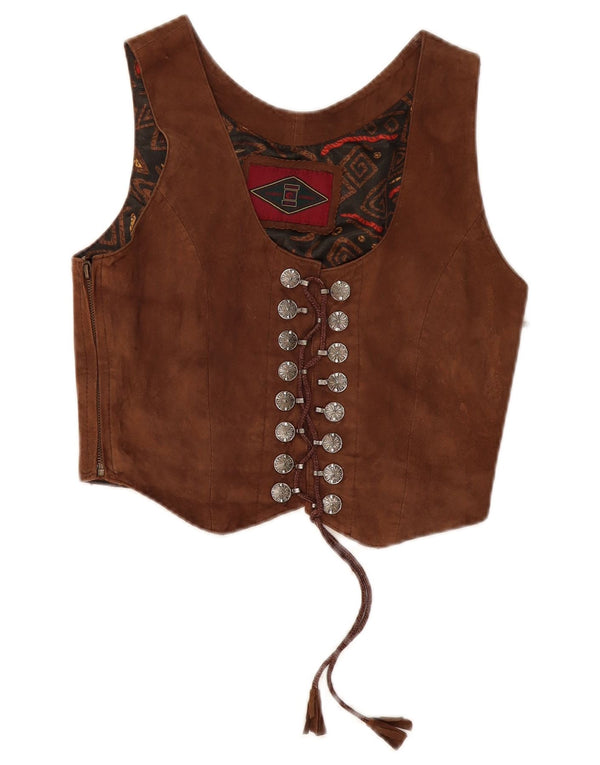 Верх женский кожаный корсет VINTAGE IT 36 XS Коричневый кожаный