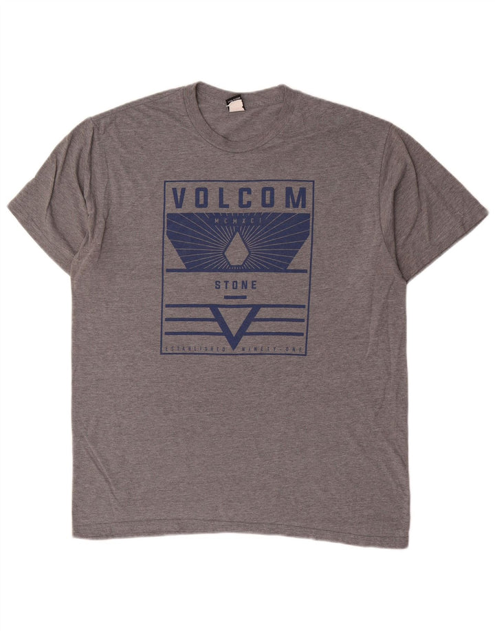 Volcom Мужская футболка с рисунком, большой серый хлопок