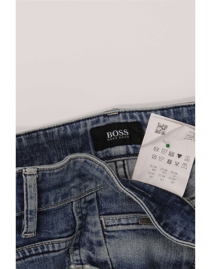 Мужские узкие джинсы Hugo Boss W40 L32, синий хлопок