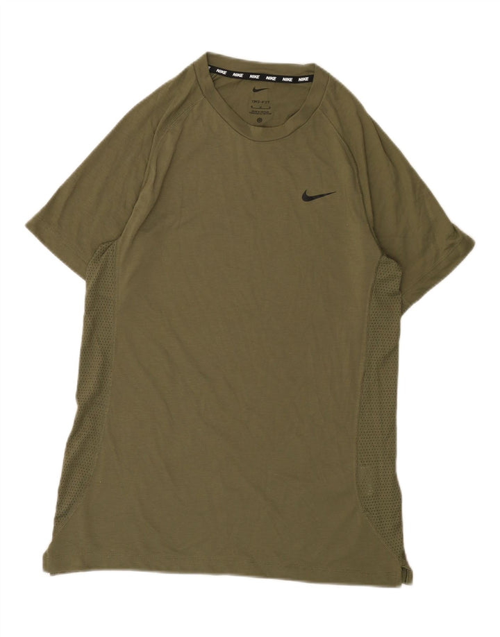 Мужская футболка Nike Dri Fit из полиэстера цвета хаки среднего размера