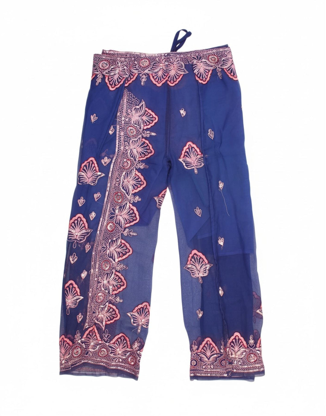 VINTAGE Womens Abstract Pattern Straight Casual Trousers W34 L27 Blue