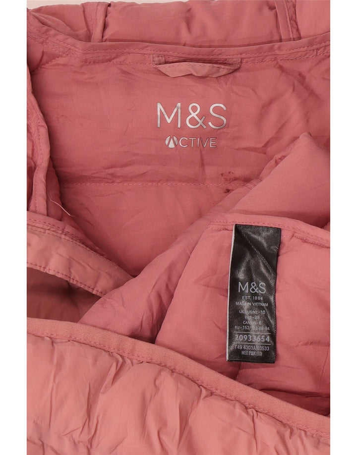 Женская стеганая куртка с капюшоном Marks & Spencer UK 10 маленькая розовая из полиамида