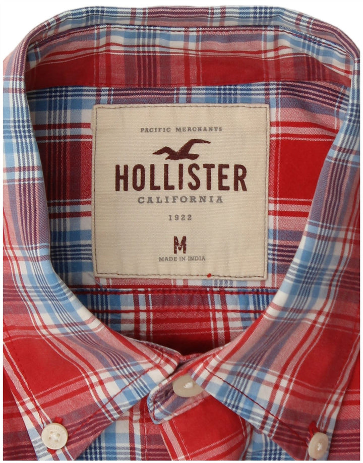 HOLLISTER Мужская рубашка из хлопка среднего красного цвета в клетку