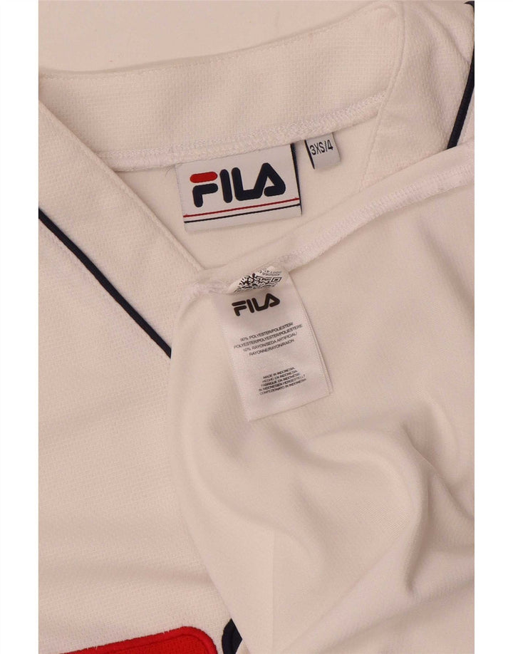 Мужской трикотажный топ Fila с рисунком 2XS, белый полиэстер с цветными блоками