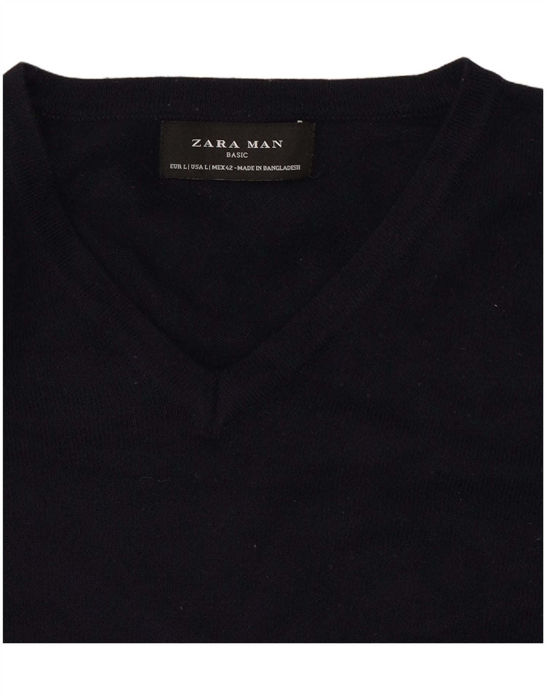 Мужской джемпер с v-образным вырезом Zara, большой темно-синий