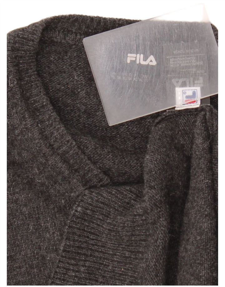 Мужской джемпер с v-образным вырезом Fila XL, черная шерсть