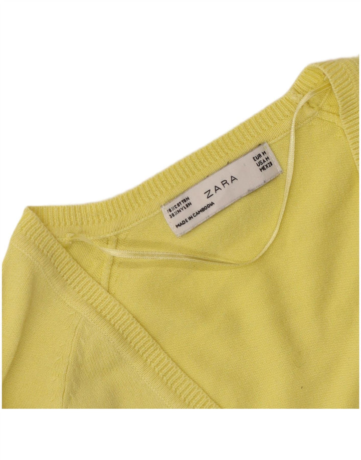 Женский кардиган Zara UK 12, хлопок среднего желтого цвета