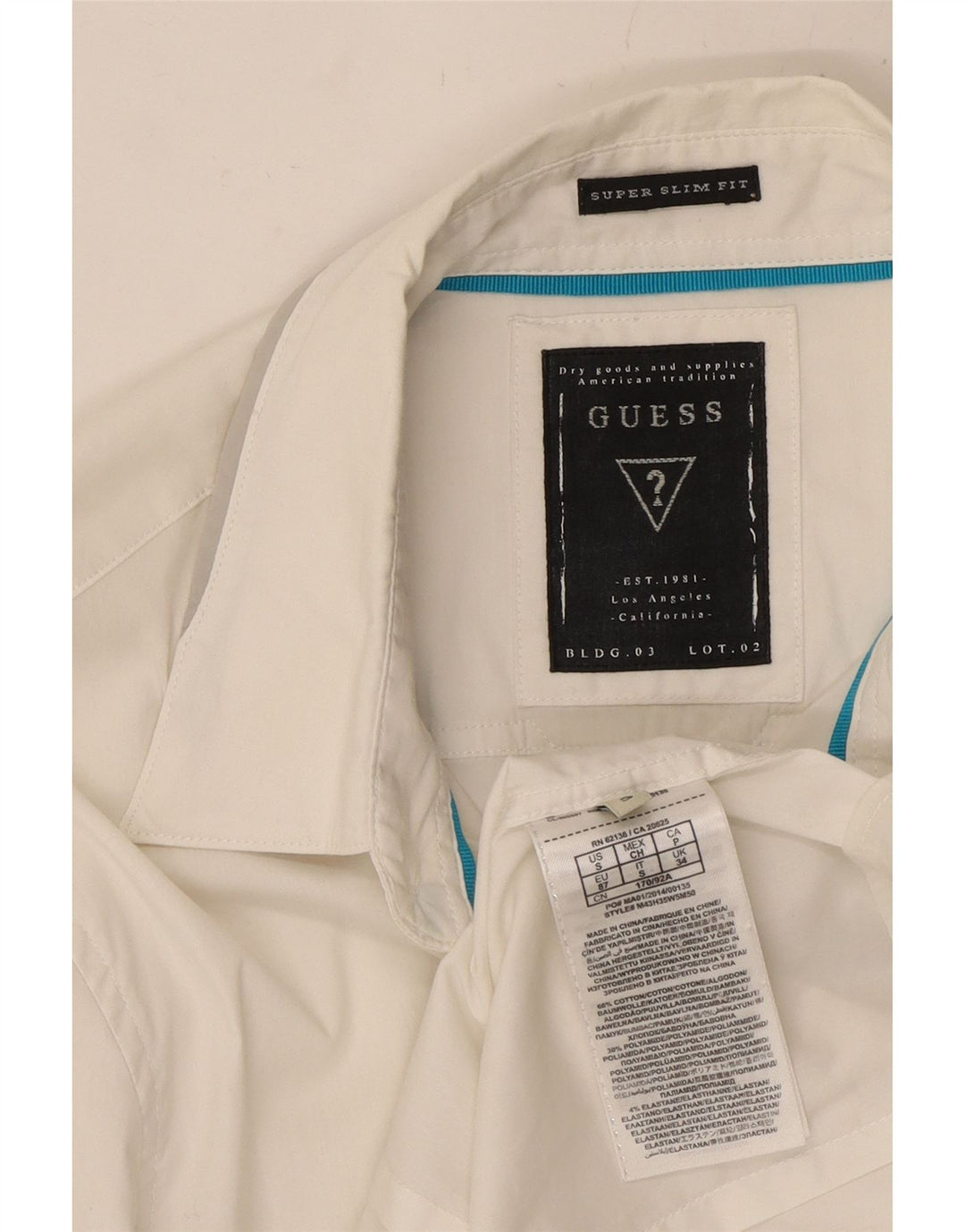 Мужская рубашка узкого кроя GUESS, маленький белый хлопок